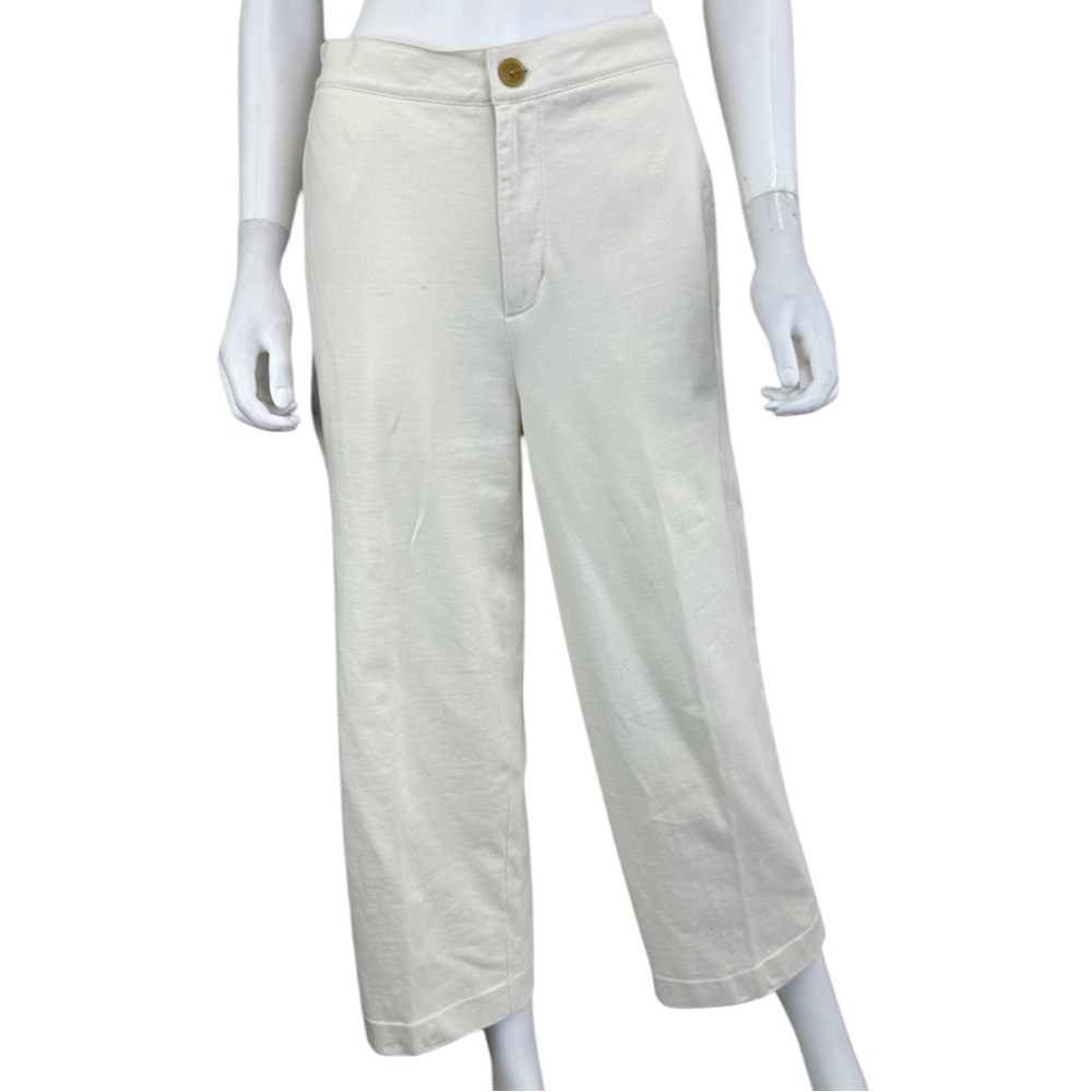 vince. Cream Stretch Knit Cropped Pants Size M B0099